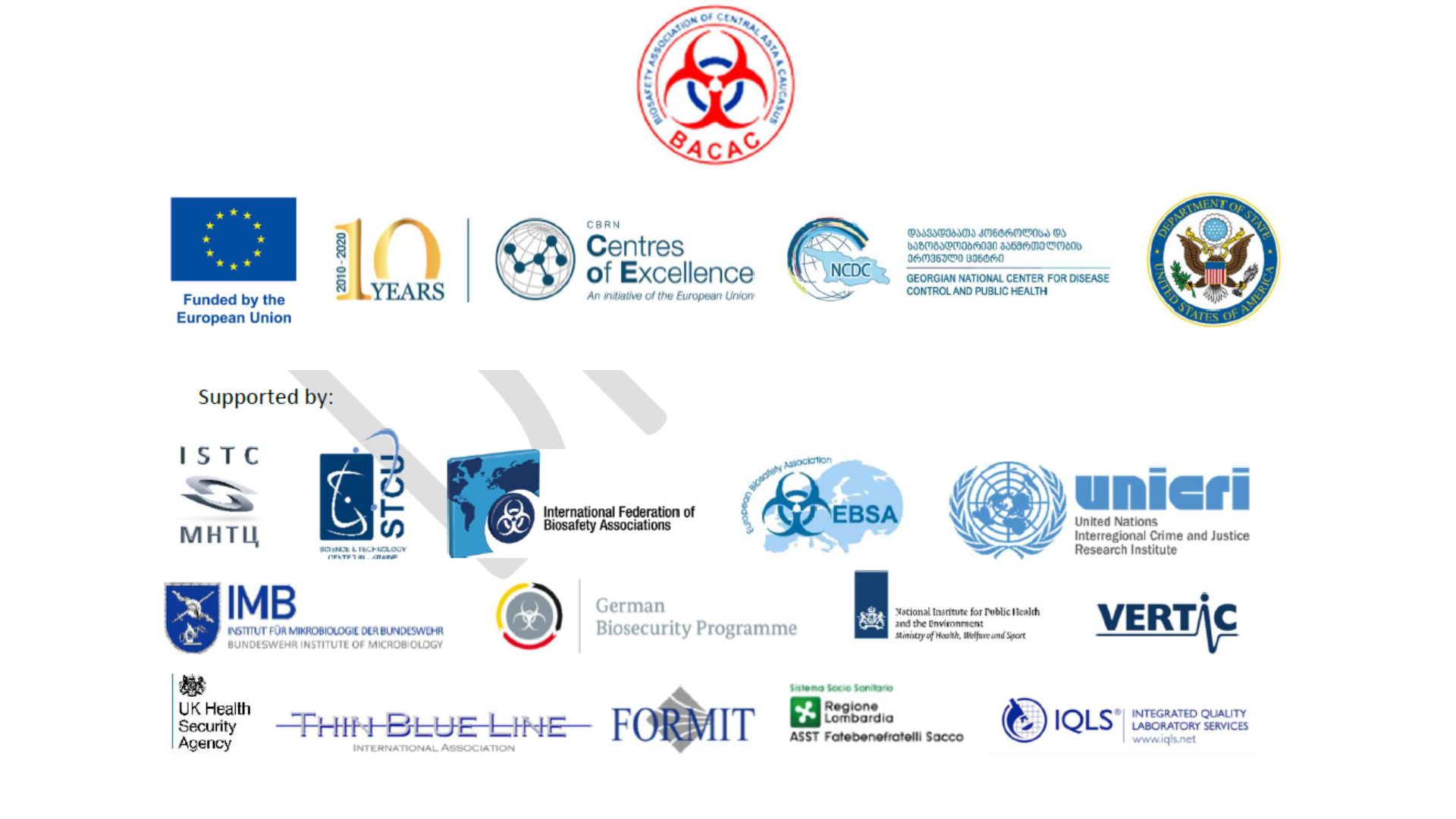 EU CBRN CoE – BACAC Conference On COVID19 Pandemic: Lessons Learned 3 -7 October, Tbilisi, Georgia
