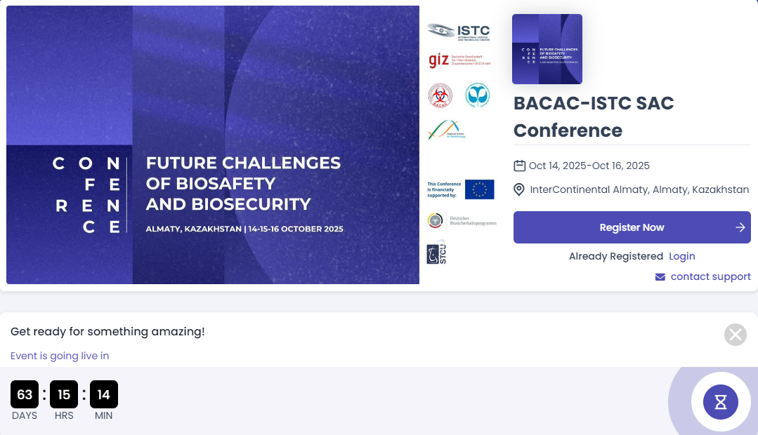 Registration now is open for the international conference “Future Challenges of Biosafety and Biosecurity”