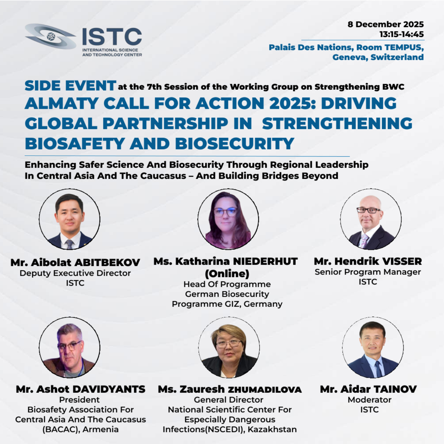 ISTC Side Event at the BWC Working Group – Geneva, 8 December 2025