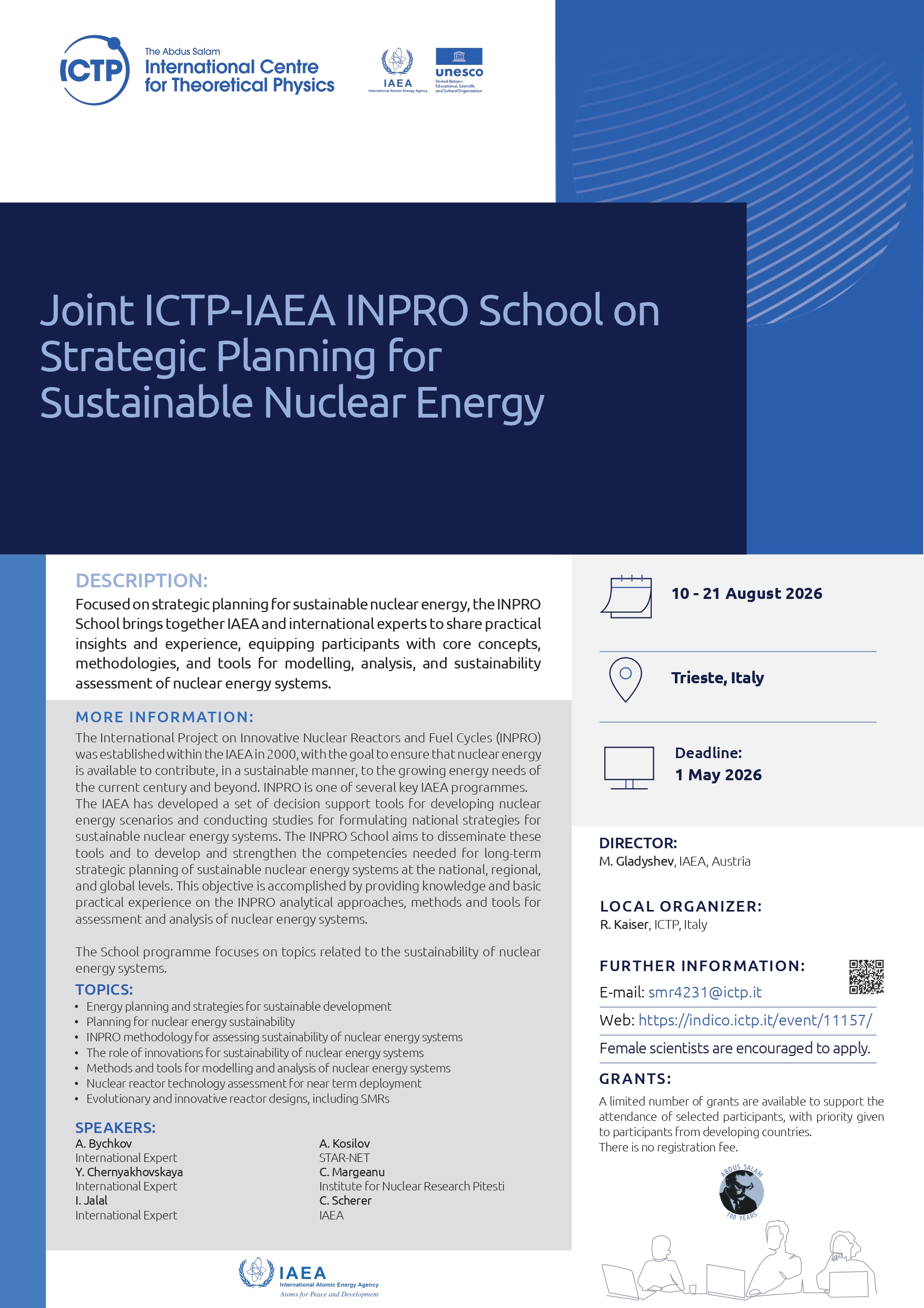 Shaping the Future: Joint ICTP-IAEA INPRO School 2026